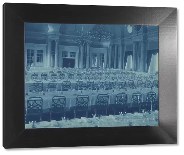 Willard Hotel ballroom arranged for a banquet, between 1901 and 1910. Creator: Frances Benjamin Johnston
