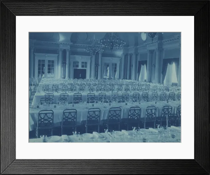 Framed Print : Willard Hotel ballroom arranged for a banquet, between 1901 and 1910. Creator: Frances Benjamin Johnston Framed Print : Willard Hotel ballroom arranged for a banquet, between 1901 and 1910. Creator: Frances Benjamin Johnston