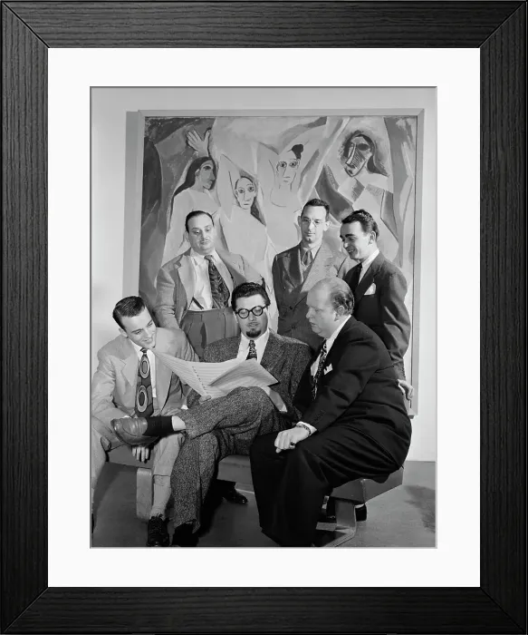 Framed Print : Portrait of Johnny Richards, Eddie Sauter, Ralph Burns, Neal...Museum of Modern Art, N.Y. 1947. Creator: William Paul Gottlieb