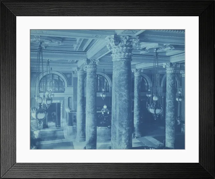Framed Print : Willard Hotel, view of lobby ceiling, chandeliers and columns, between 1901 and 1910. Creator: Frances Benjamin Johnston Framed Print : Willard Hotel, view of lobby ceiling, chandeliers and columns, between 1901 and 1910. Creator: Frances Benjamin Johnston