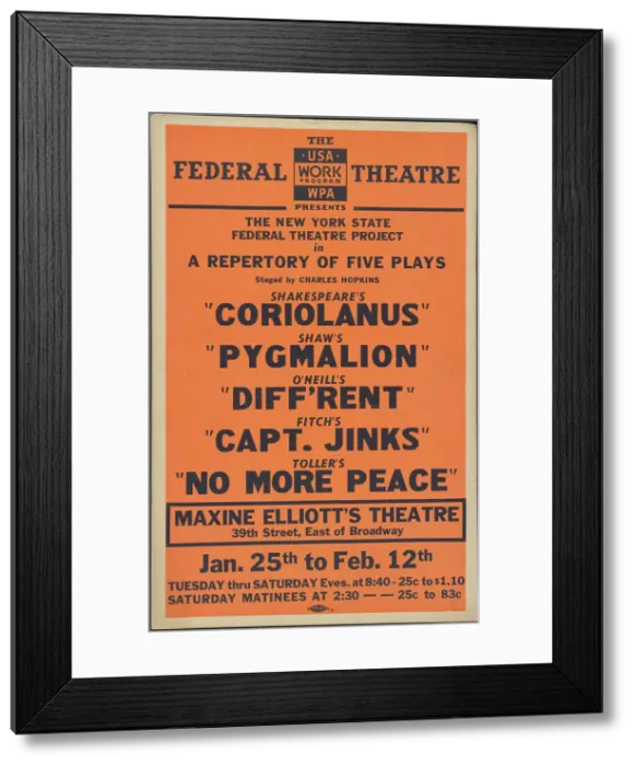 Framed Print : Coriolanus, New York, [1930s]. Creator: Unknown