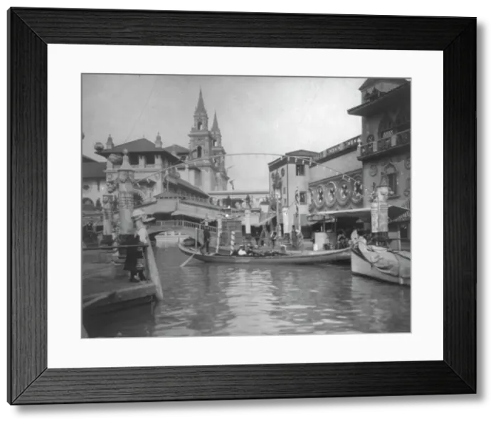 Framed Print : Long boat on Venetian canal, World's Columbian Exposition, Chicago, Illinois, 1892-93. Creator: Frances Benjamin Johnston Framed Print : Long boat on Venetian canal, World's Columbian Exposition, Chicago, Illinois, 1892-93. Creator: Frances Benjamin Johnston