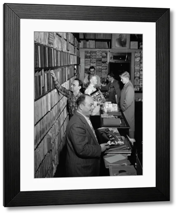 Framed Print : Portrait of Herbie Hill, Lou Blum, and Jack Crystal, Commodore Record Shop, N.Y. ca. Aug. 1947. Creator: William Paul Gottlieb Framed Print : Portrait of Herbie Hill, Lou Blum, and Jack Crystal, Commodore Record Shop, N.Y. ca. Aug. 1947. Creator: William Paul Gottlieb