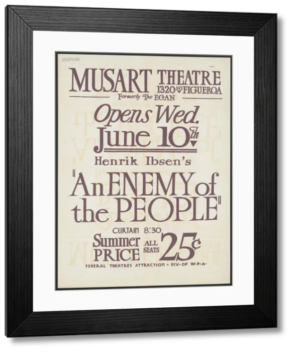 Framed Print : An Enemy of the People, Los Angeles, 1936. Creator: Unknown Framed Print : An Enemy of the People, Los Angeles, 1936. Creator: Unknown