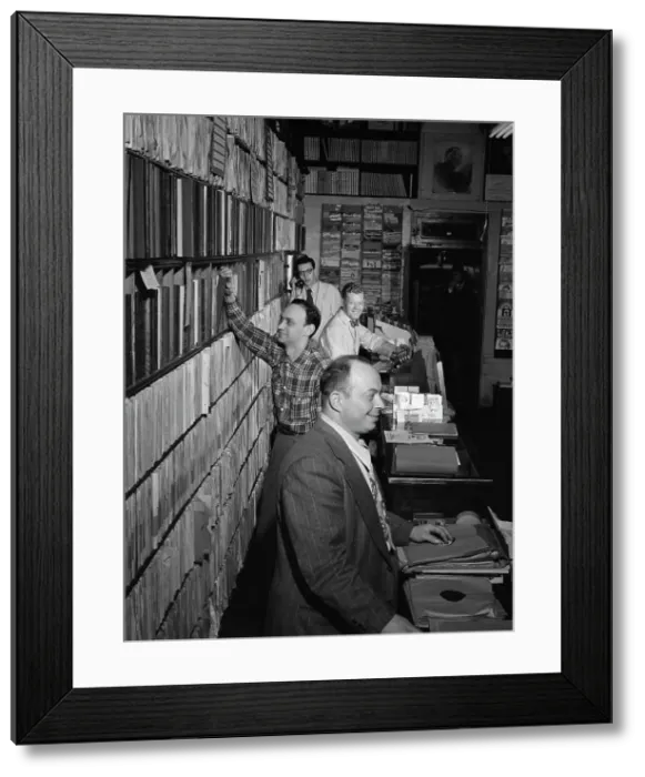Framed Print : Portrait of Herbie Hill, Lou Blum, and Jack Crystal, Commodore Record Shop, N.Y. ca. Aug. 1947. Creator: William Paul Gottlieb Framed Print : Portrait of Herbie Hill, Lou Blum, and Jack Crystal, Commodore Record Shop, N.Y. ca. Aug. 1947. Creator: William Paul Gottlieb
