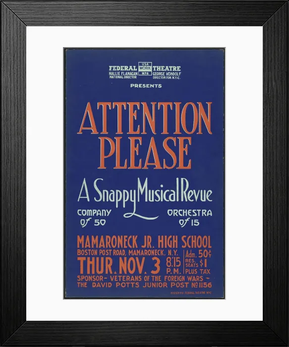 Framed Print : Attention Please, Mamaroneck, NY, [193-]. Creator: Unknown
