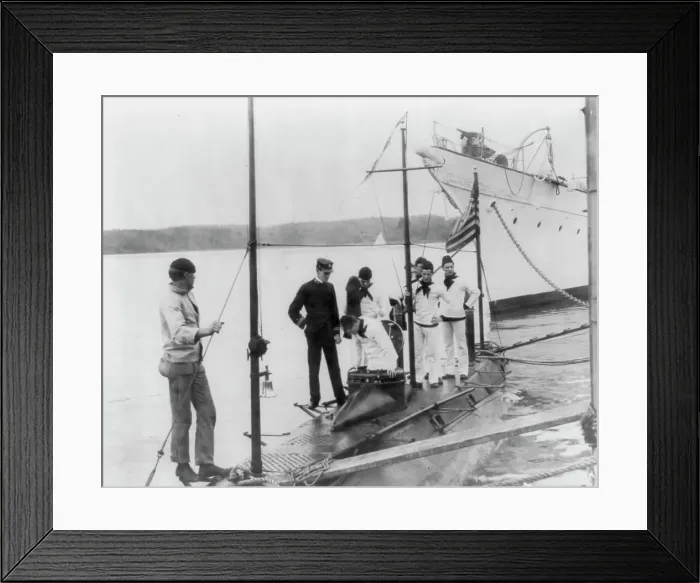 Framed Print : U.S. Naval Academy, Annapolis, Md. 1902?: going aboard the training submarine, (1902?). Creator: Frances Benjamin Johnston Framed Print : U.S. Naval Academy, Annapolis, Md. 1902?: going aboard the training submarine, (1902?). Creator: Frances Benjamin Johnston