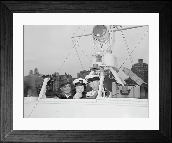 Framed Print : Portrait of Cliff Edwards, Betty Brewer, and Frank...Ukelele Lady (yacht), Hudson River, N.Y. 1947. Creator: William Paul Gottlieb Framed Print : Portrait of Cliff Edwards, Betty Brewer, and Frank...Ukelele Lady (yacht), Hudson River, N.Y. 1947. Creator: William Paul Gottlieb