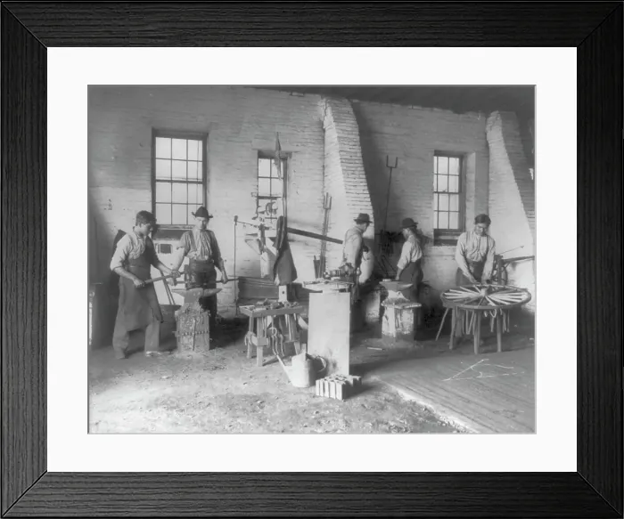 Framed Print : Pa. - Carlisle Indian School - student wheelwrights working in shop, 1901. Creator: Frances Benjamin Johnston Framed Print : Pa. - Carlisle Indian School - student wheelwrights working in shop, 1901. Creator: Frances Benjamin Johnston