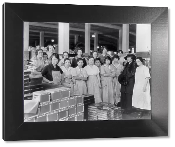 Wooden box industry - female workers posing with Mrs. Graham, c1910. Creator: Frances Benjamin Johnston