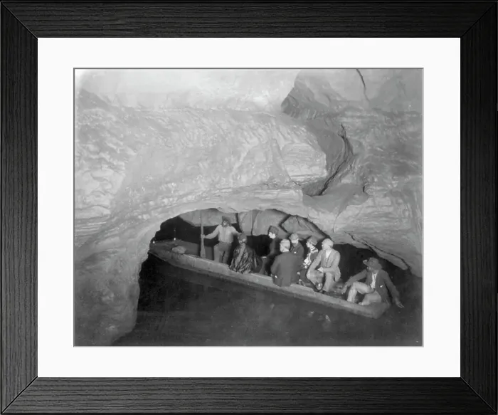 Framed Print : On Echo River (boat with tourists), Mammoth Cave, Edmondson County, Kentucky, c1891. Creator: Frances Benjamin Johnston. On Echo River (boat with tourists), Mammoth Cave, Edmondson County, Kentucky, c1891 Framed Print : On Echo River (boat with tourists), Mammoth Cave, Edmondson County, Kentucky, c1891. Creator: Frances Benjamin Johnston. On Echo River (boat with tourists), Mammoth Cave, Edmondson County, Kentucky, c1891