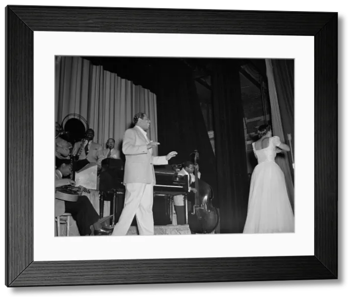 Framed Print : Portrait of Duke Ellington, Barney Bigard, Ben... Howard Theater(?), Washington, D.C. 1938. Creator: William Paul Gottlieb Framed Print : Portrait of Duke Ellington, Barney Bigard, Ben... Howard Theater(?), Washington, D.C. 1938. Creator: William Paul Gottlieb