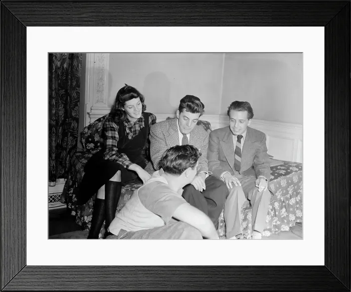 Framed Print : Portrait of Adele Girard, Joe Marsala, Nesuhi Ertegun, and William P. Gottlieb...Washington, ca1940. Creator: Delia Potofsky Gottlieb Framed Print : Portrait of Adele Girard, Joe Marsala, Nesuhi Ertegun, and William P. Gottlieb...Washington, ca1940. Creator: Delia Potofsky Gottlieb