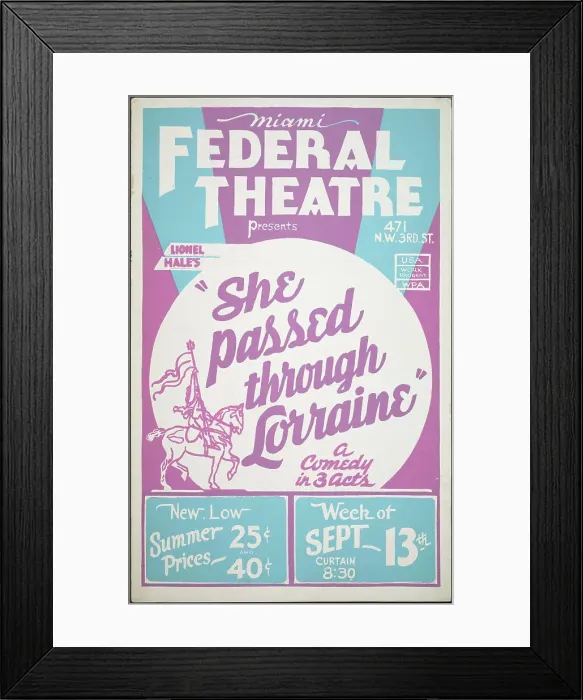 Framed Print : She Passed Through Lorraine, Miami, 1937. Creator: Unknown Framed Print : She Passed Through Lorraine, Miami, 1937. Creator: Unknown