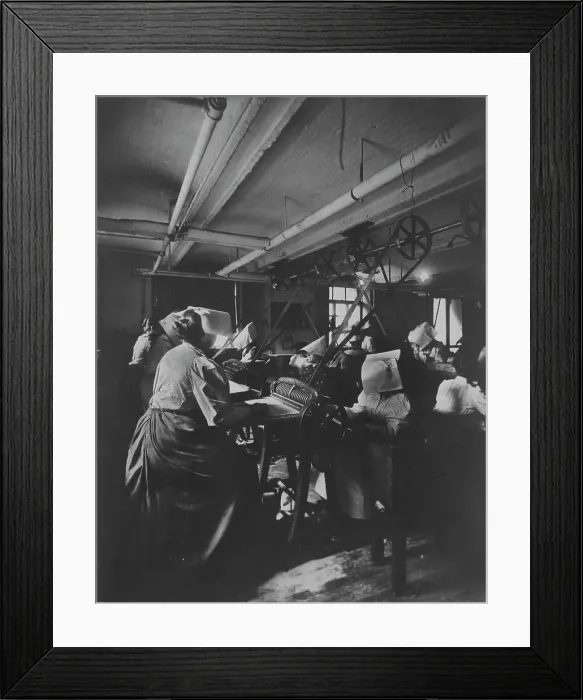 Framed Print : Women perforating sheets of stamps in the Stamp Division at the Bureau of Engraving... c1895. Creator: Frances Benjamin Johnston Framed Print : Women perforating sheets of stamps in the Stamp Division at the Bureau of Engraving... c1895. Creator: Frances Benjamin Johnston