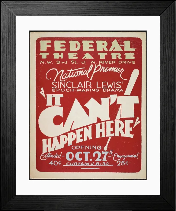 Framed Print : It Can't Happen Here, Miami, FL, 1936. Creator: Unknown Framed Print : It Can't Happen Here, Miami, FL, 1936. Creator: Unknown