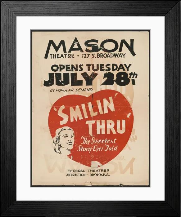 Framed Print : Smilin Thru, Los Angeles, 1936. Creator: Unknown Framed Print : Smilin Thru, Los Angeles, 1936. Creator: Unknown