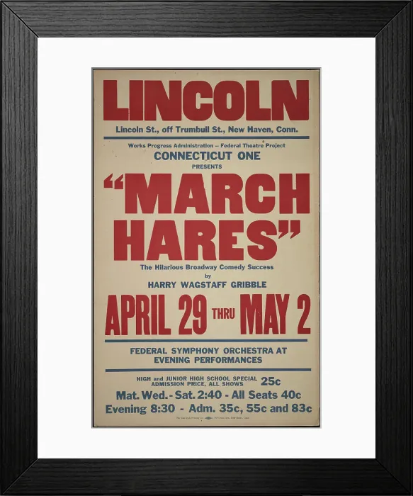 Framed Print : March Hares, New Haven, CT, 1936. Creator: Unknown Framed Print : March Hares, New Haven, CT, 1936. Creator: Unknown