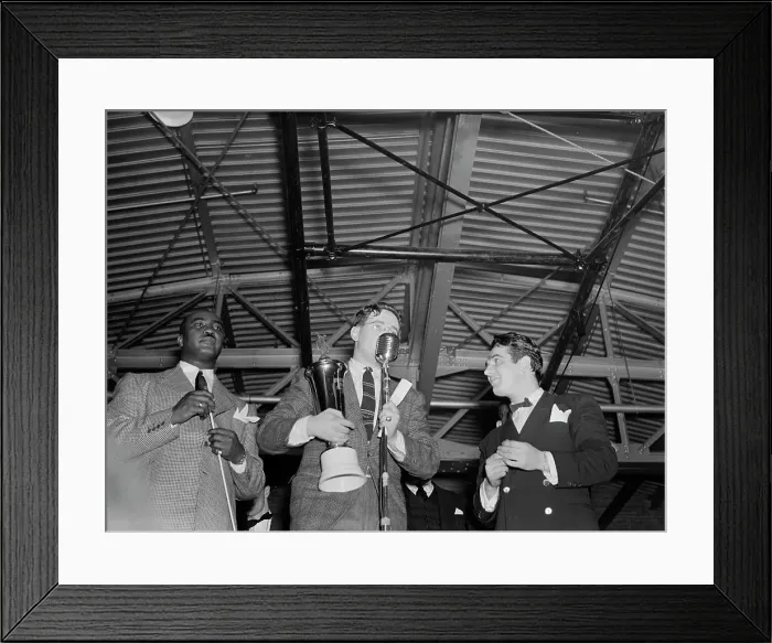 Framed Print : Portrait of Jimmie Lunceford, William P. Gottlieb, and Gene Krupa, Washington, D.C. ca. 1940. Creator: Delia Potofsky Gottlieb Framed Print : Portrait of Jimmie Lunceford, William P. Gottlieb, and Gene Krupa, Washington, D.C. ca. 1940. Creator: Delia Potofsky Gottlieb