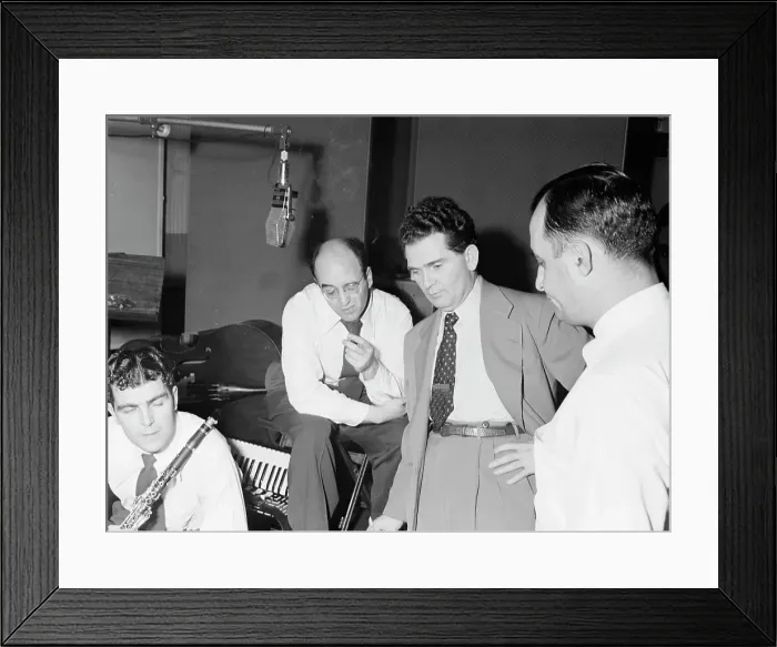 Framed Print : Portrait of Joe Mooney, Andy Fitzgerald, Gaeton (Gate) Frega, and Morty Palitz...N.Y. ca. Dec. 1946 Creator: William Paul Gottlieb Framed Print : Portrait of Joe Mooney, Andy Fitzgerald, Gaeton (Gate) Frega, and Morty Palitz...N.Y. ca. Dec. 1946 Creator: William Paul Gottlieb