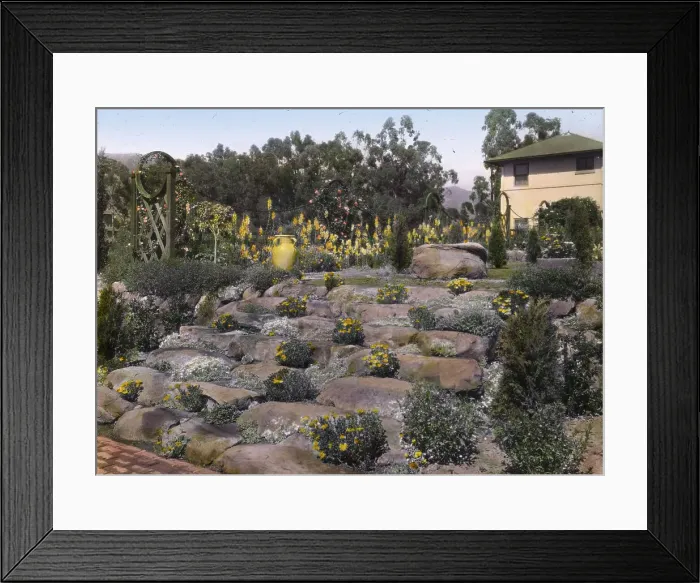 Framed Print : Casa de Mariposa, Walter Franklin Cobb house, Butterfly Lane, Montecito, California, 1917. Creator: Frances Benjamin Johnston. Casa de Mariposa, Walter Franklin Cobb house, Butterfly Lane, Montecito, California, 1917 Framed Print : Casa de Mariposa, Walter Franklin Cobb house, Butterfly Lane, Montecito, California, 1917. Creator: Frances Benjamin Johnston. Casa de Mariposa, Walter Franklin Cobb house, Butterfly Lane, Montecito, California, 1917