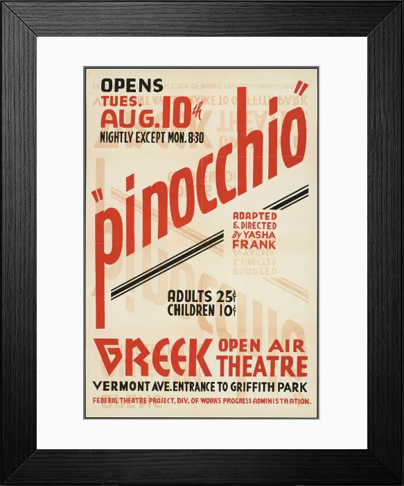 Framed Print : Pinocchio, Los Angeles, 1937. Creator: Unknown Framed Print : Pinocchio, Los Angeles, 1937. Creator: Unknown