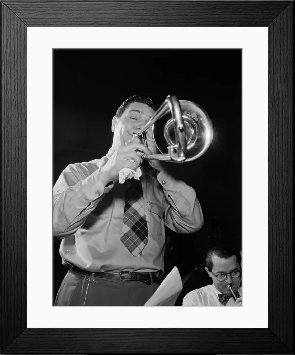 Framed Print : Portrait of Jack Teagarden, Victor studio(?), New York, N.Y. ca. Apr. 1947. Creator: William Paul Gottlieb Framed Print : Portrait of Jack Teagarden, Victor studio(?), New York, N.Y. ca. Apr. 1947. Creator: William Paul Gottlieb