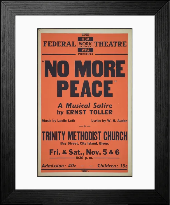 Framed Print : No More Peace, New York, [1937]. Creator: Unknown