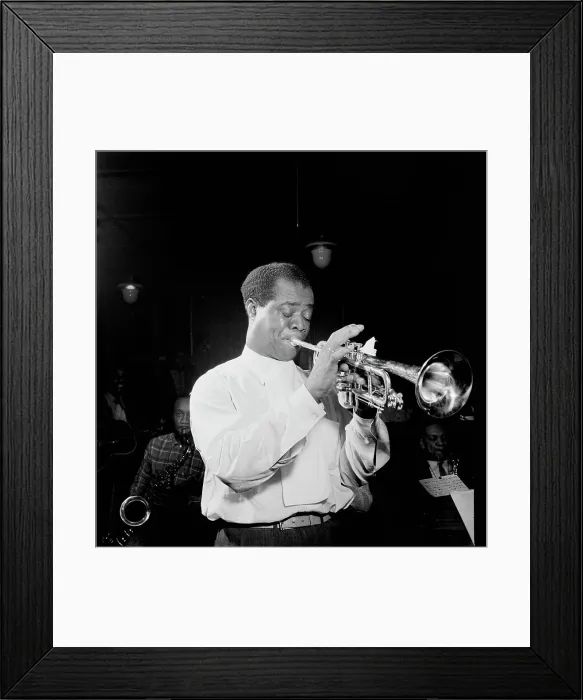 Framed Print : Portrait of Louis Armstrong, Carnegie Hall, New York, N.Y. ca. Apr. 1947. Creator: William Paul Gottlieb Framed Print : Portrait of Louis Armstrong, Carnegie Hall, New York, N.Y. ca. Apr. 1947. Creator: William Paul Gottlieb