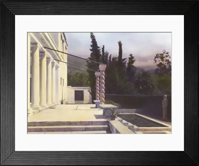 Framed Print : El Fureidis, James Waldron Gillespie house, Parra Grande Lane, Montecito, California, 1917. Creator: Frances Benjamin Johnston. El Fureidis, James Waldron Gillespie house, Parra Grande Lane, Montecito, California, 1917 Framed Print : El Fureidis, James Waldron Gillespie house, Parra Grande Lane, Montecito, California, 1917. Creator: Frances Benjamin Johnston. El Fureidis, James Waldron Gillespie house, Parra Grande Lane, Montecito, California, 1917
