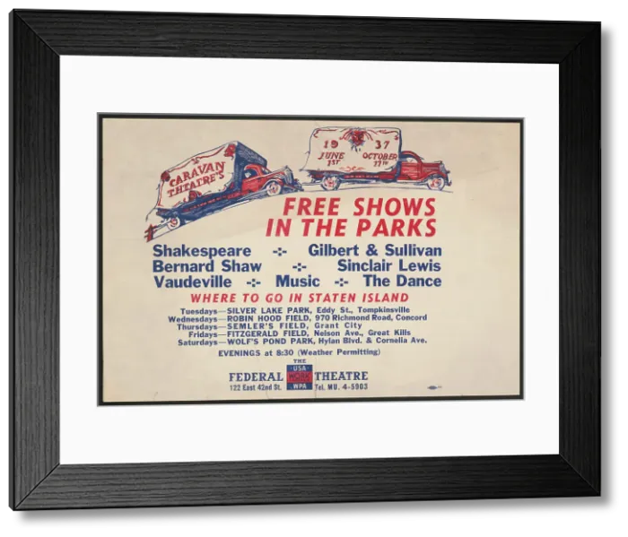 Framed Print : Free Shows in the Park, New York, [1930s]. Creator: Unknown