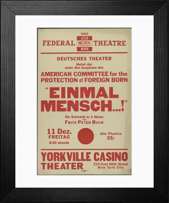 Framed Print : Einmal Mensch…!, New York, 1936. Creator: Unknown Framed Print : Einmal Mensch…!, New York, 1936. Creator: Unknown