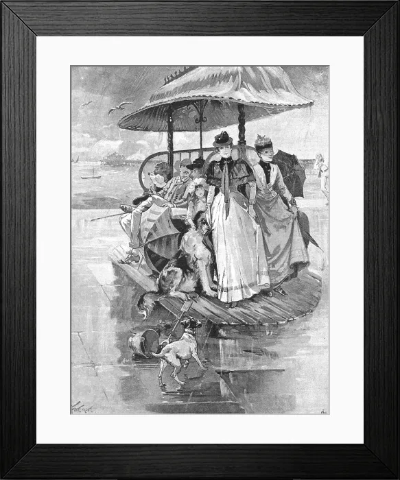 Framed Print : The End of the Season - A Sudden Shower, 1890. Creator: Unknown Framed Print : The End of the Season - A Sudden Shower, 1890. Creator: Unknown
