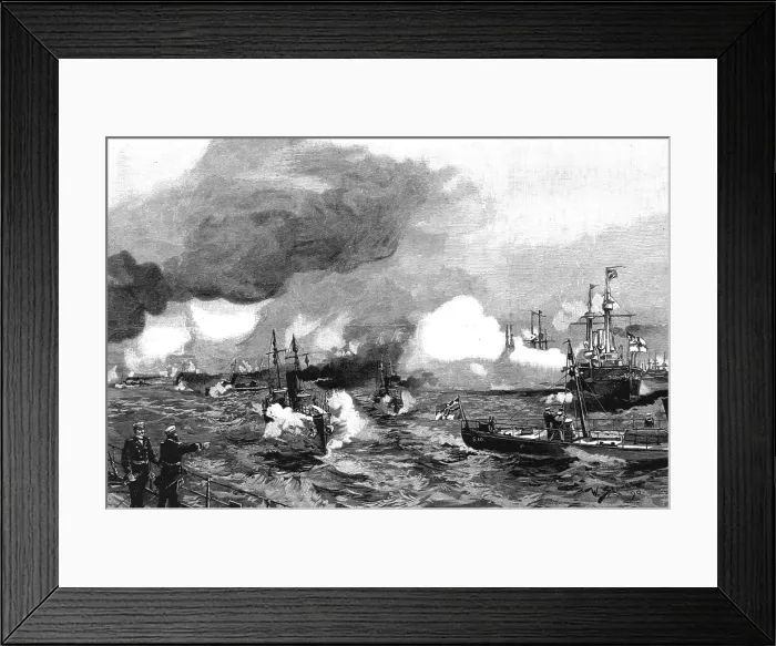 Framed Print : The German Manoevers in Schleswig-Holstein; Torpedo boats attacking a squadron of Ironclads, 1890 Creator: Unknown Framed Print : The German Manoevers in Schleswig-Holstein; Torpedo boats attacking a squadron of Ironclads, 1890 Creator: Unknown