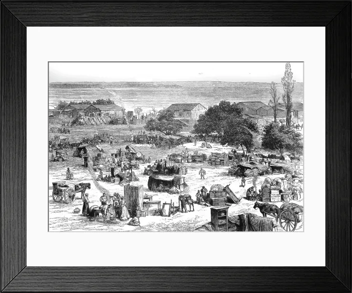 Framed Print : The Great Fire at Salonica; The homeless people camping out on the outskirts of the town, 1890. Creator: Unknown Framed Print : The Great Fire at Salonica; The homeless people camping out on the outskirts of the town, 1890. Creator: Unknown