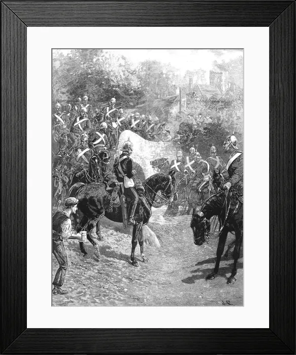 Framed Print : The Cavalry Manoevres; The Guards on the march from Aldershot to Churn camp, 1890. Creator: Unknown Framed Print : The Cavalry Manoevres; The Guards on the march from Aldershot to Churn camp, 1890. Creator: Unknown