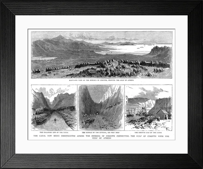 Framed Print : The Canal now being constructed across the Isthmus of Corinth connecting The Gulf of Corinth with Creator: Unknown Framed Print : The Canal now being constructed across the Isthmus of Corinth connecting The Gulf of Corinth with Creator: Unknown