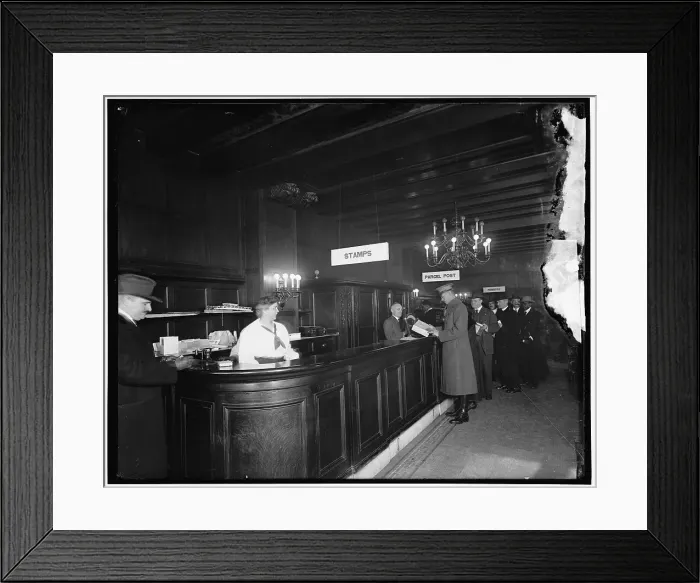 Framed Print : Riggs Bldg. Post Office, between 1910 and 1920. Creator: Harris & Ewing. Riggs Bldg. Post Office, between 1910 and 1920. Creator: Harris & Ewing Framed Print : Riggs Bldg. Post Office, between 1910 and 1920. Creator: Harris & Ewing. Riggs Bldg. Post Office, between 1910 and 1920. Creator: Harris & Ewing