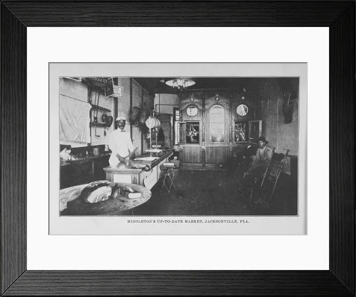 Framed Print : Middleton's up-to-date market, Jacksonville, Fla. 1907. Creator: Unknown Framed Print : Middleton's up-to-date market, Jacksonville, Fla. 1907. Creator: Unknown