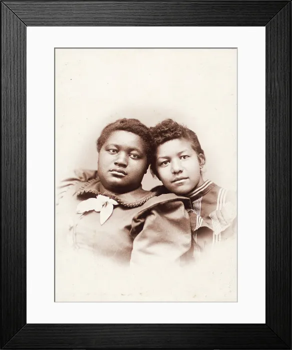 Framed Print : Studio portrait of two young women, heads touching, c1890-c1899. Creators: R. D. Cochran, Unknown Framed Print : Studio portrait of two young women, heads touching, c1890-c1899. Creators: R. D. Cochran, Unknown