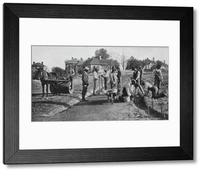 Framed Print : Road-building by Tuskegee students, 1904. Creator: Frances Benjamin Johnston Framed Print : Road-building by Tuskegee students, 1904. Creator: Frances Benjamin Johnston