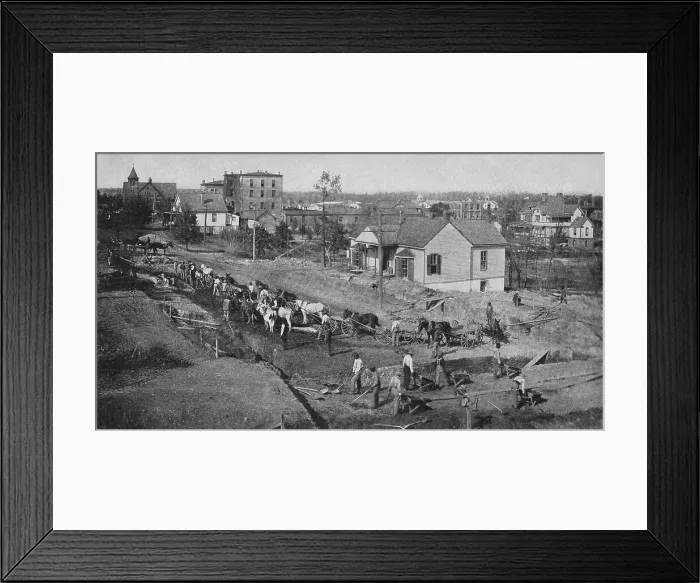 Framed Print : Digging foundation for a new building on the Institute grounds, 1904. Creator: Frances Benjamin Johnston Framed Print : Digging foundation for a new building on the Institute grounds, 1904. Creator: Frances Benjamin Johnston