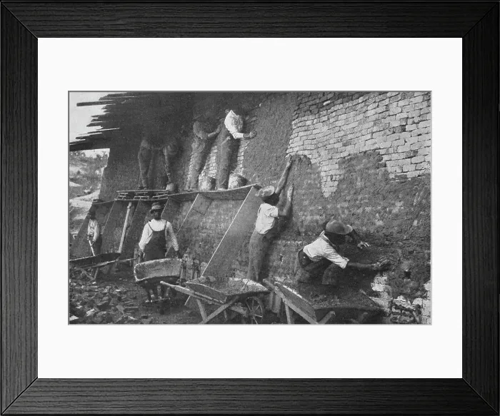 Framed Print : At work in the school's brick-yard, 1904. Creator: Frances Benjamin Johnston Framed Print : At work in the school's brick-yard, 1904. Creator: Frances Benjamin Johnston