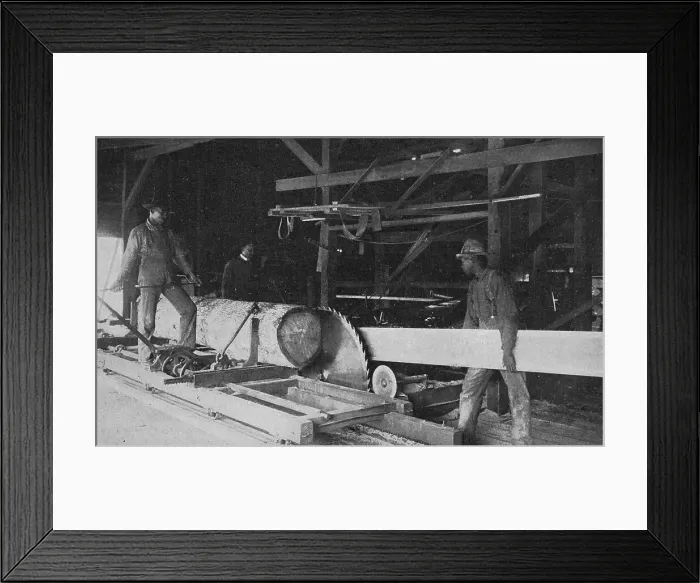 Framed Print : In the school's sawmill, 1904. Creator: Frances Benjamin Johnston Framed Print : In the school's sawmill, 1904. Creator: Frances Benjamin Johnston