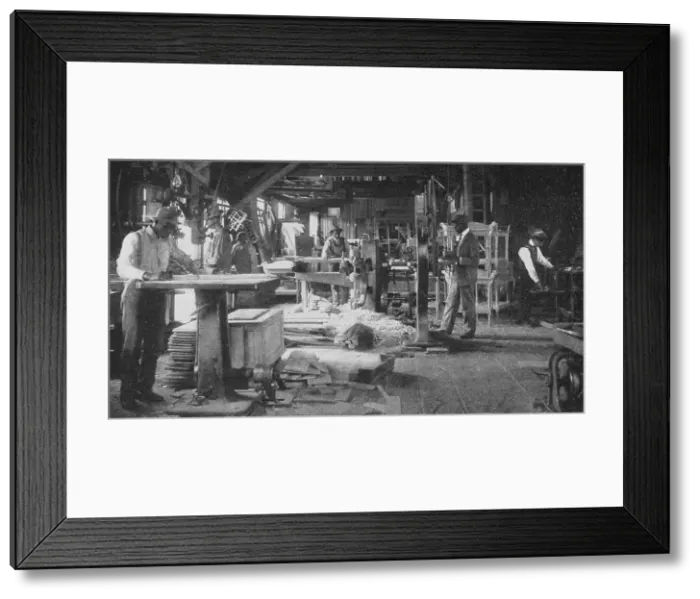 Framed Print : Wood-turning machinery, 1904. Creator: Frances Benjamin Johnston Framed Print : Wood-turning machinery, 1904. Creator: Frances Benjamin Johnston