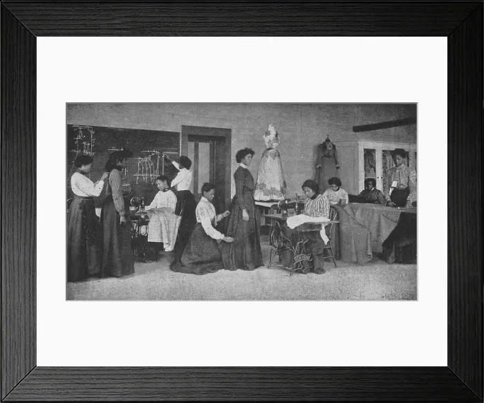 Framed Print : Learning dressmaking, 1904. Creator: Frances Benjamin Johnston Framed Print : Learning dressmaking, 1904. Creator: Frances Benjamin Johnston
