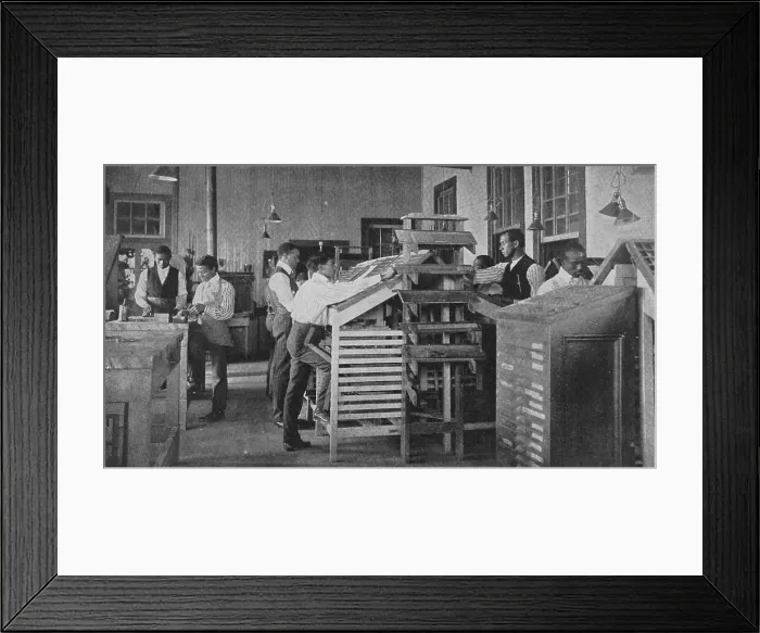 Framed Print : Typesetting printing office, 1904. Creator: Frances Benjamin Johnston Framed Print : Typesetting printing office, 1904. Creator: Frances Benjamin Johnston