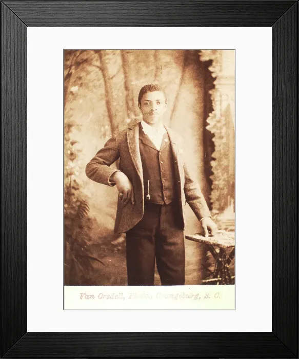 Framed Print : Studio portrait of man, hand on waist, (1880-1940?). Creator: Van Orsdell Framed Print : Studio portrait of man, hand on waist, (1880-1940?). Creator: Van Orsdell