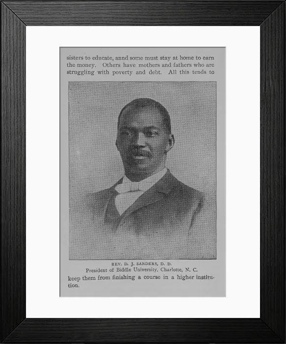 Framed Print : Rev. D.J. Sanders, D.D. : President of Biddle University, Charlotte, N.C. 1902. Creator: Unknown Framed Print : Rev. D.J. Sanders, D.D. : President of Biddle University, Charlotte, N.C. 1902. Creator: Unknown