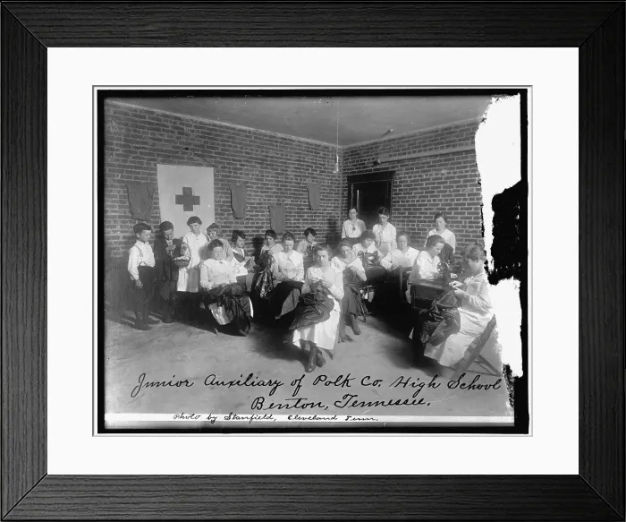 Framed Print : Red Cross: Junior Auxiliary of Polk Co. High School, Benton, Tennessee, between 1910 and 1920. Creator: Harris & Ewing. Red Cross: Junior Auxiliary of Polk Co. High School, Benton, Tennessee, between 1910 and 1920. Creator: Harris & Ewing Framed Print : Red Cross: Junior Auxiliary of Polk Co. High School, Benton, Tennessee, between 1910 and 1920. Creator: Harris & Ewing. Red Cross: Junior Auxiliary of Polk Co. High School, Benton, Tennessee, between 1910 and 1920. Creator: Harris & Ewing